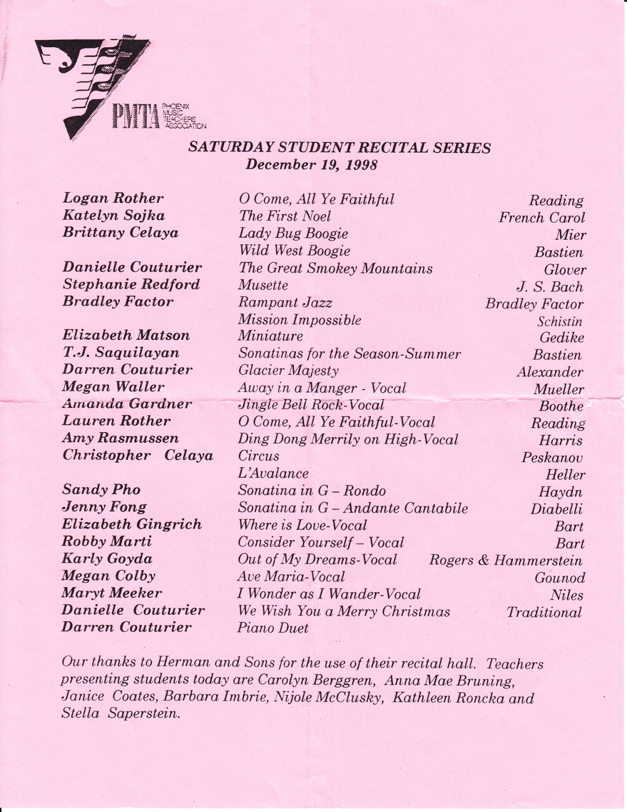 Student Recital Series Program