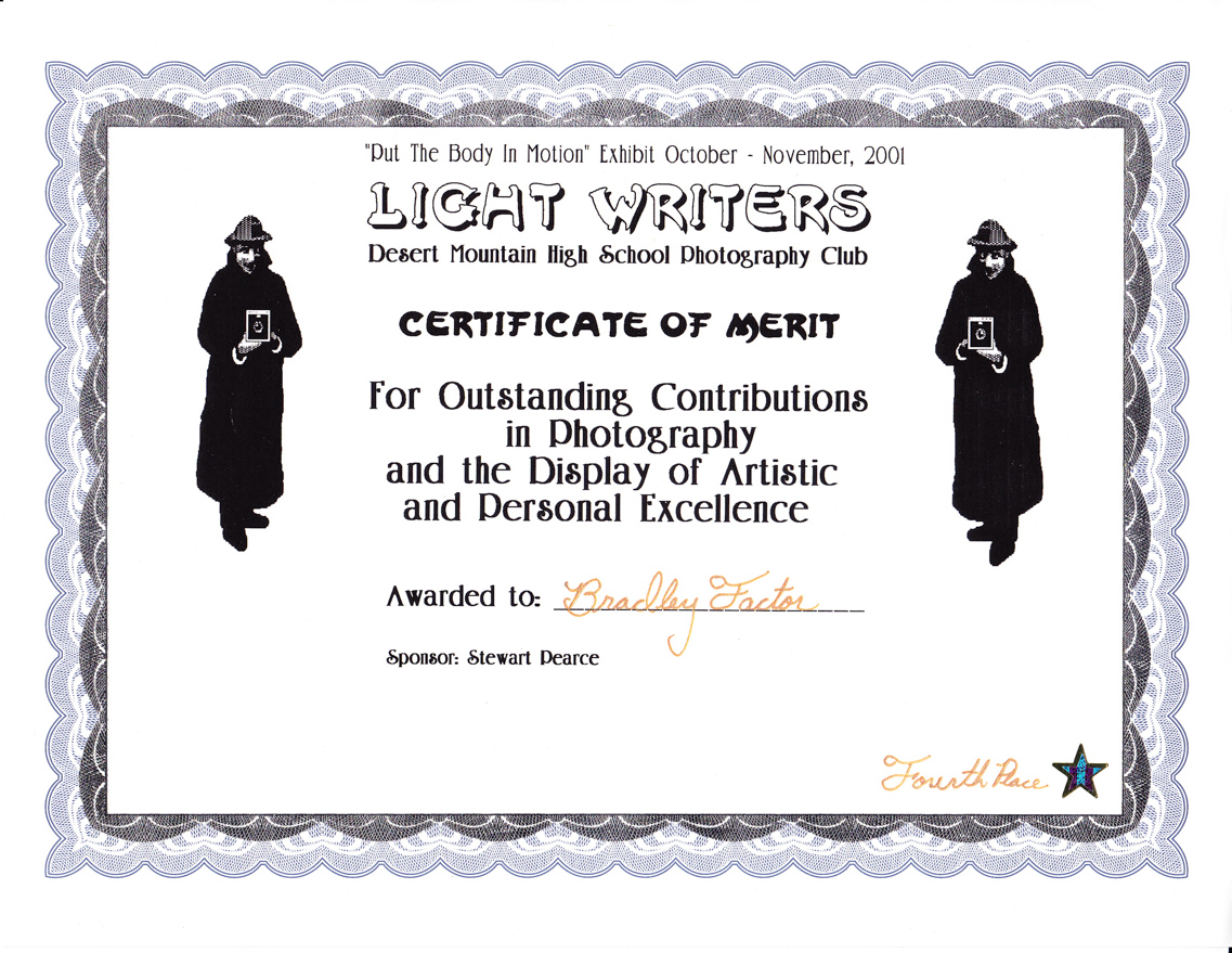 Photo Contest Certificate