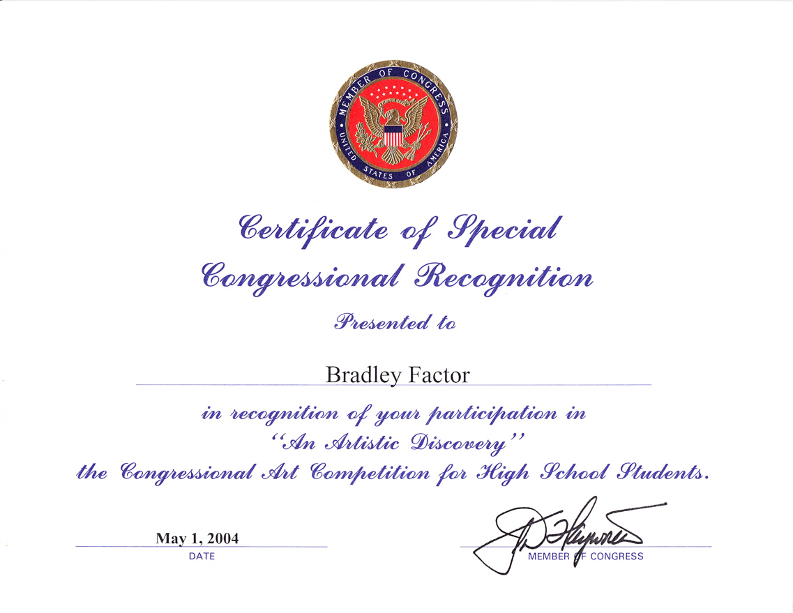 Congressional Contest Certificate